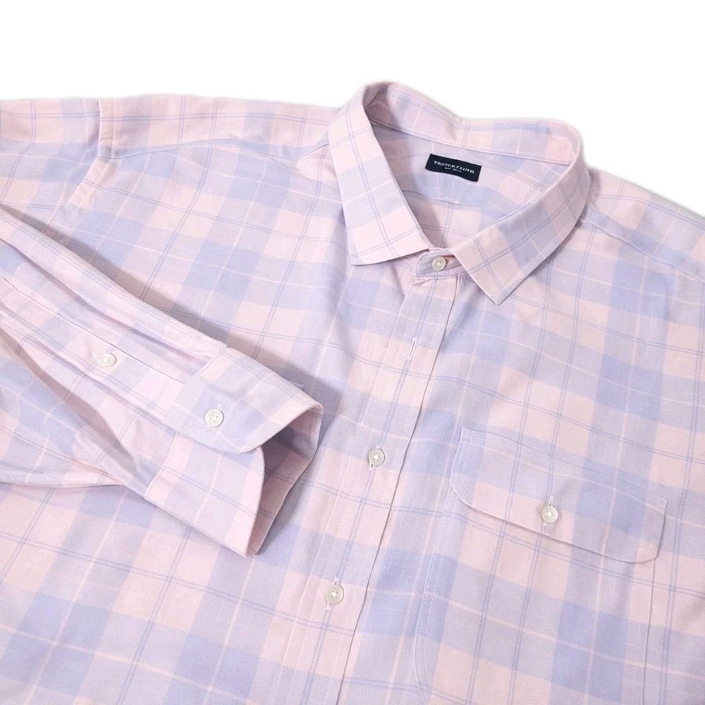 Proper Cloth Dress Shirt Mens 4XB Steel Blue Pink Big Button